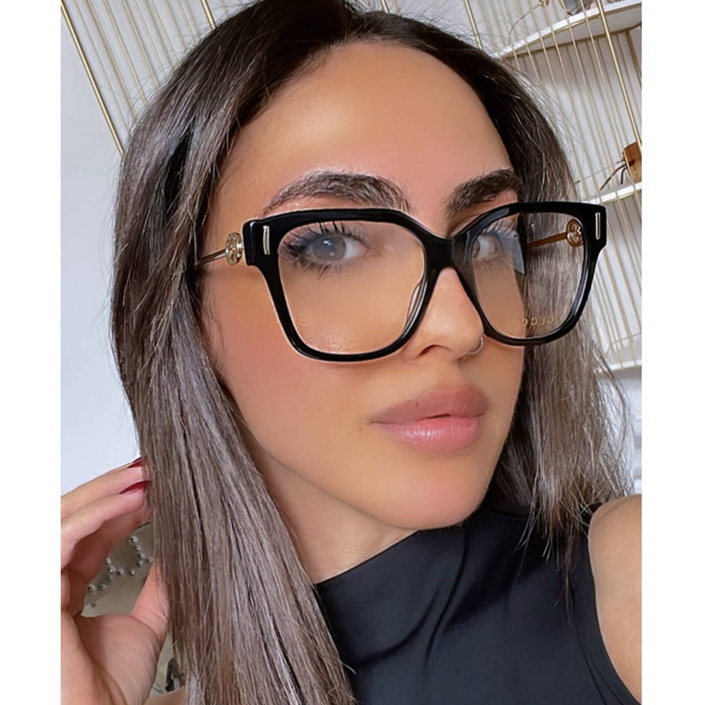 NEW Gucci GG1204O Black Oversized Metal Eyeglasses Frames